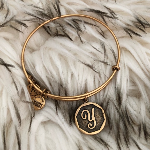 Alex and Ani Womens Initial Y Charm Bangle